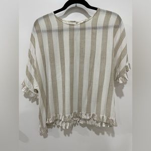 Stripe Blouse with Ruffle Details